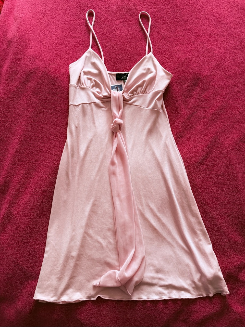Hot Kiss Women’s Light Pink Slip Dress with Tie-Front Detail